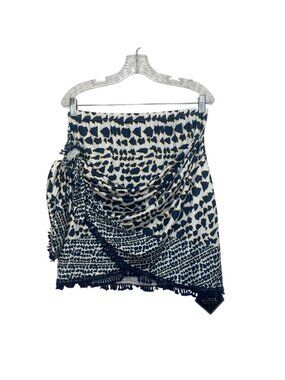Zaful Animal Print Wrap Skirt Size Large Blue White New Summer Boho